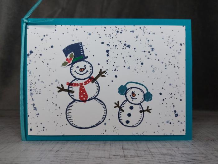 Grußkarte Weihnachten Schneemann handgemacht